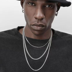 Hip Hop Cuban Chain Necklace Rock Stainless Steel Basic Chain Men Necklace Simple Nec alternate view