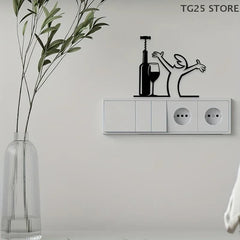 Line Figure Metal Poster for Living Room | Modern Switch Sticker Wall Art close-up view