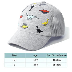 Kids Dinosaur Baseball Cap | Breathable Sun Hat for Baby Boys Girls detail view