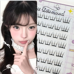 10 Rows Dense Natural False Eyelashes Segmented Glue-free Eyelash Extension | Lightly close-up view