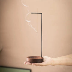 Wooden Upside Down Incense Burner | Anti-Ash Incense Stick Holder close-up view