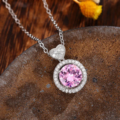 Huitan Romantic Pink Cubic Zirconia Pendant Necklace for Women Engagement Wedding Party Luxury Trend