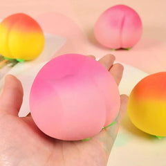 Soft Peach Fruit Squishy Toy | Slow Rising Stress Relief for Kids and Adults close-up view