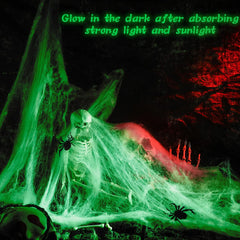 Halloween Glow in The Dark Spider Web close-up view
