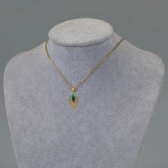 Simple Palm Leaf Necklace with Cubic Zirconia Pendant | Elegant Fashion Jewelry close-up view