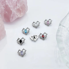 G23 Titanium Lip Piercing Stud Earring with Heart Design Teardrop CZ Nose Stud Interna close-up view