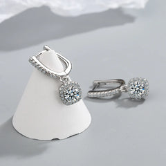 2CT Moissanite Huggie Hoop Earring for Women Lab Created Diamond 925 Sterling Silver D close-up view