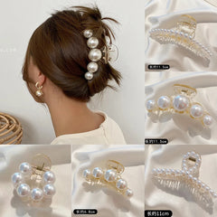 Simulated Pearl Hair Claws for Women Korean Acrylic Hair Clips Girls Large Size Barrette Shark Clip