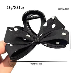 1/2pcs ZYFHTT Classic Black White Polka Dot Bow Hair Clip Claw for Women Elegant Shark Clip Fashion Girl Ponytail Hair Clamp