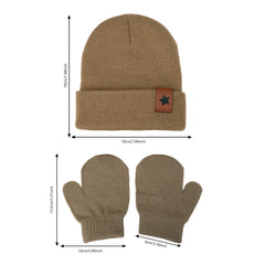 Baby Knitted Hat and Glove Set | Solid Winter Turban with Leather Star Tag alternate view