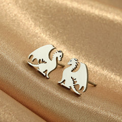 Punk Black Western Dragon Ear Stud | Stainless Steel Stud Earrings close-up view
