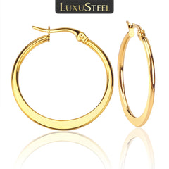 LUXUSTEEL Stainless Steel Hoop Earrings | Simple Geometric Shapes for Women
