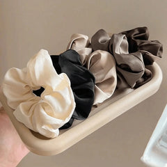 5pcs Retro Real Silk Large Scrunchies - Premium Hair Bands for Women, Suitable for Top Knots, Hair-f