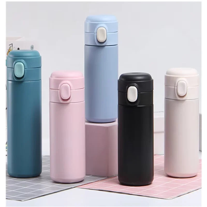 Stainless Steel Vacuum Water Bottle with Bounce Cap Leak Proof Thermos for Students Outdoor Sports O
