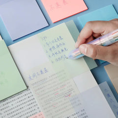 50 Sheets Creative Transparent PET Waterproof Sticky Notes Notepads - School Stationer close-up view