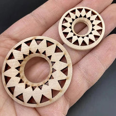 Wooden Crystal Ball Holder Stand | Hollow Sunflower Design Display detail view