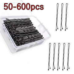 50-600pcs Black Straight Line Hair Clip U-shaped Needle Lady Hairpins Curly Wavy Grips Women Bobby P