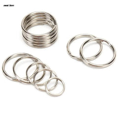 100 Polished Silver Split Key Rings | Stainless Steel Keychain Set for DIY and Organizat detail view