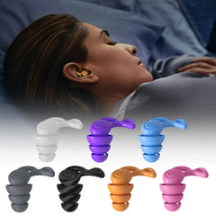 1Pair Soft-Silicone 3-Layer Reusable Ear Plugs | High-Efficiency Noise Reduction for Sleep and Heari