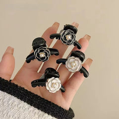 2Pcs Retro French Black Temperament Camellia Small Grip Princess Hair Clip Side Hairpin Clip wholesale