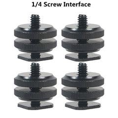 1/4 Hot Shoe Mount Phone Holder Dual Nut Cold Shoe Adapter Bracket For Double-Layer Camera Hot Shoe
