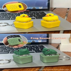 1PC USB-C Funny Croaking Frog Duck Keychain Rechargeable Keyboard Fidget Clicker Sound Keyring With
