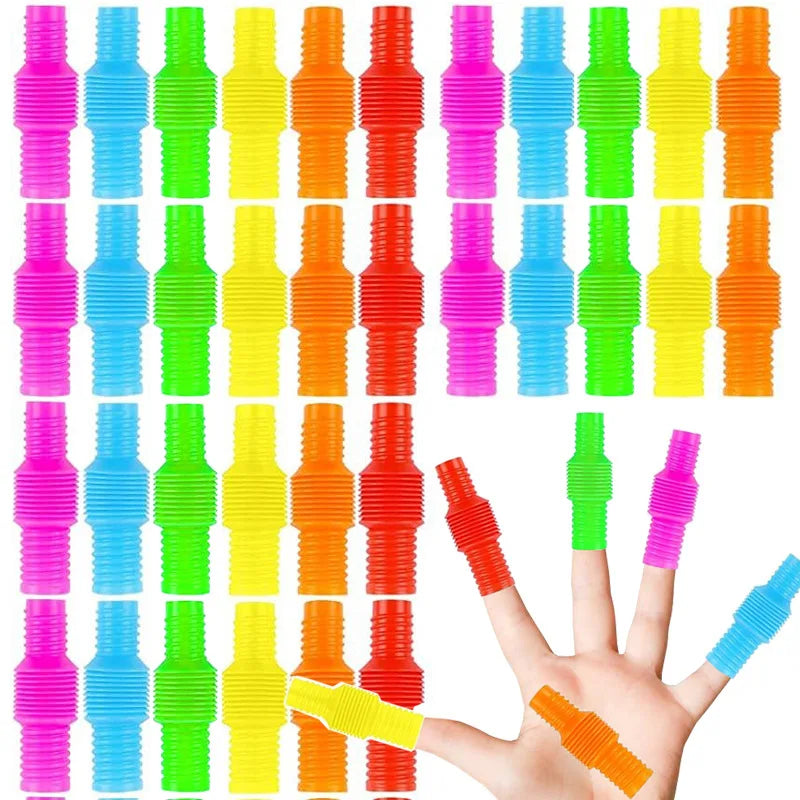 10-20PCS Mini Pop Tubes Fidget Toys Rainbow Sensory Antistress Plastic Bellow Stress Reliever Pipe C