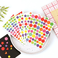 6 Sheets Colorful Sticker Set | Self-adhesive Letters, Numbers, Stars, Hearts, Dots for Party Reward
