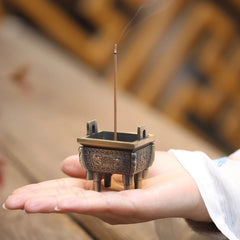 Mini Bronze Incense Burner | Chinese Retro Dragon Carving Decoration alternate view
