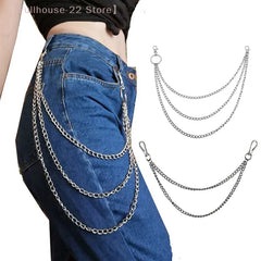 【MAX-22】1Pcs 2/3Layer Punk Hip-hop Long Metal Belt Chain Fashion Trousers Pant Waist Met detail view