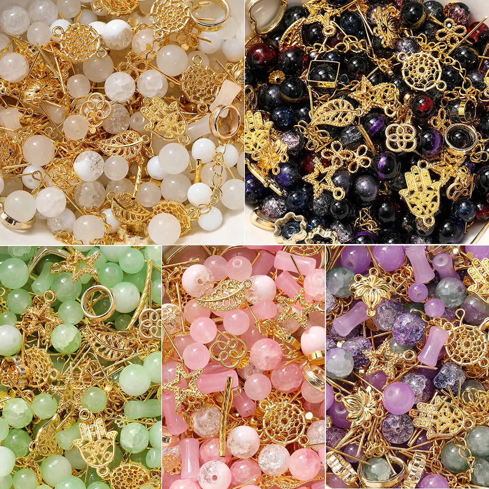30-50G/Lot Mixed Glass Beads Metal Pendants Spacer Bead Jewelry Accessories for DIY Bracelets Neckla
