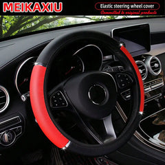 Shiny PU Leather Metal Stretchable Steering Wheel Cover for Women Car Decoration Rimle close-up view