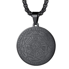 Seven Archangels Amulet Stainless Steel Necklace | Seal of Solomon Talisman Pendant detail view