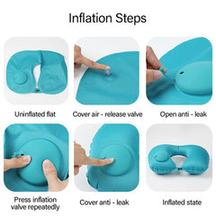 U-Shape Inflatable Travel Pillow | Portable Neck Support for Flight and Commute close-up view