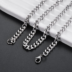 1Pc 3mm-7mm Stainless Steel Link Curb Chain Necklace for Men Women DIY pendant necklace jewelry making