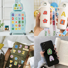 8Sheets Adorable Alphabet & Symbol Label Stickers – Cute Handwritten Style Decor for S close-up view