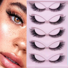5 Pairs Cat Eye Lashes 21mm Long Lashes Cat Eye Look Wispy Lashes Eye End Elongated Strip Thick Fals