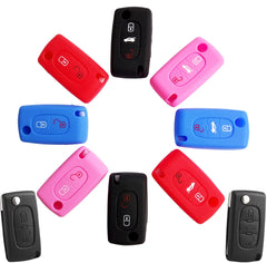 XUKEY Silicone Key Cover Case Fob Holder for Citroen Peugeot Cars | 2/3 Button Flip K alternate view