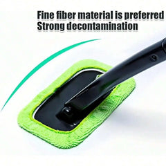 Car Windshield Cleaning Tool, Telescopic Handle Window Cleaner with Washable Microfibe close-up view
