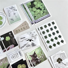 42 Pieces Retro Lucky Four-leaf Clover Stickers | Vintage Scrapbook Decals detail view