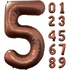 40 Inch Foil Number Balloon Set | Brown Birthday Party Decoration close-up view