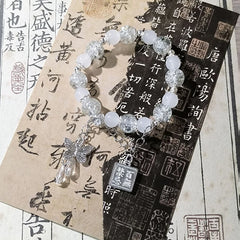 Tian Guan Ci Fu Bracelet | Heaven Official's Blessing Butterfly Pendant Beaded Bangle detail view