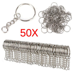 Silver Plated Metal Blank Keyring Keychain Charms Split Ring Keyfob Key Holder Link Ri close-up view