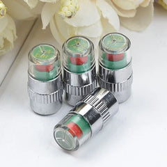 NEW 4pcs Car Tire Pressure Indicator Gauge Alert Monitoring Valve Cap Sensor External close-up view