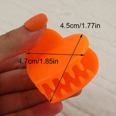 neon oragne heart basic hair claw clip