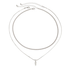KunJoe 2pcs/set Stainless Steel Metal Rivet Pendant Thin Snake Chain Necklace for Men close-up view