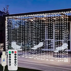 USB LED Curtain 8Modes Remote Control Lights Holiday Wedding Garland for Bedroom Living Room