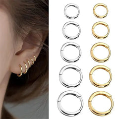 2/8Pcs Fashion Simplicity 316L Stainless Steel Small Hoop Earrings, Cartilage Tragus Conch Forward H