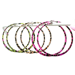 Pink Leopard Print Round Hoop Earrings | Y2K Vintage Punk Jewelry
