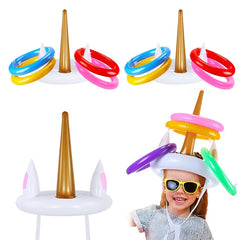 Unicorn Inflatable Ring Toss Game | Kids Birthday Party Beach Pool Toy alternate view